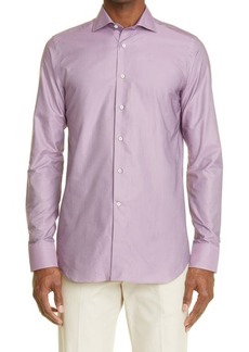 Canali Impeccabile Twill Dress Shirt in Purple at Nordstrom