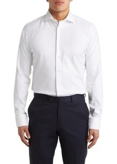 Canali Impeccable Textured Stretch Cotton Dress Shirt
