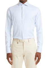 Canali Impeccable Textured Stretch Cotton Dress Shirt