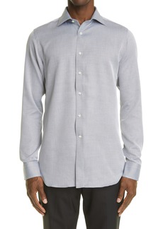 Canali Impeccable Modern Fit Dress Shirt in Charcoal at Nordstrom