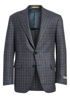 Canali Kei Plaid Wool Sport Coat in Blue/Grey at Nordstrom