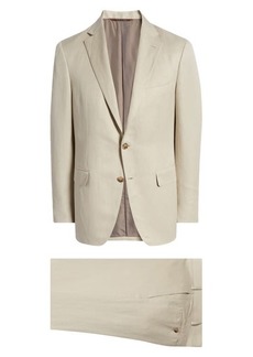 Canali Kei Trim Fit Beige Linen & Silk Wool Suit