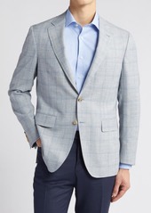 Canali Kei Trim Fit Plaid Wool & Silk Blend Sport Coat