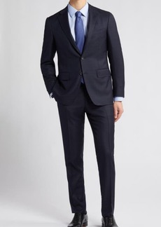 Canali Kei Trim Fit Shadow Plaid Navy Wool Suit at Nordstrom
