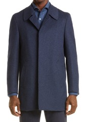 Canali Kei Wool & Cashmere Topcoat in Blue at Nordstrom