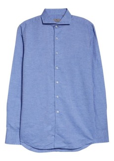 Canali Linen & Cotton Button-Up Sport Shirt in Light Blue at Nordstrom