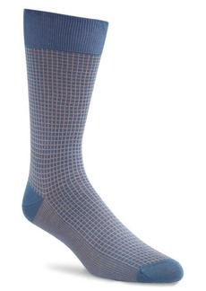 Canali Microcheck Cotton Dress Socks in Blue at Nordstrom