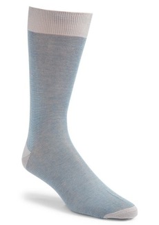 Canali Microstripe Cotton Dress Socks in Blue at Nordstrom