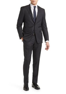 Canali Milano Trim Fit Plaid Stretch Wool Suit in Black at Nordstrom