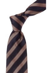 Canali Navy Stripe Silk Tie