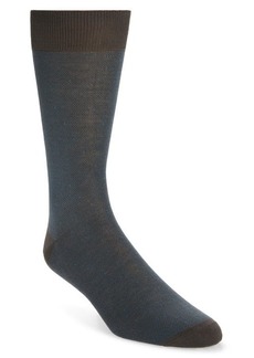 Canali Neat Textured Cotton Dress Socks in Blue at Nordstrom