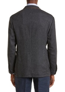 Canali Nuvola Birdseye Stretch Wool Blend Sport Coat in Charcoal at Nordstrom