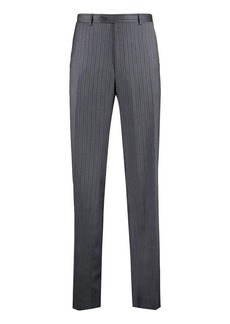 CANALI PIN-STRIPED WOOL TAILORED TROUSERS