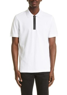 Canali Quarter Zip Cotton Polo in White at Nordstrom