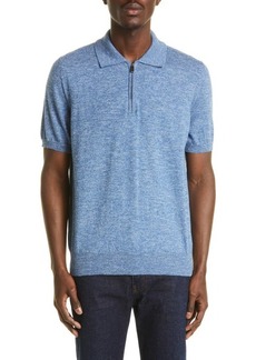 Canali Quarter Zip Sweater Polo in Blue at Nordstrom