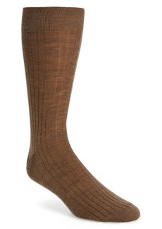 Canali Ribbed Wool Blend Socks in Brown at Nordstrom