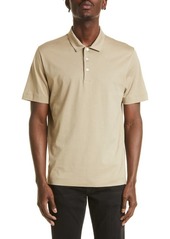 Canali Short Sleeve Brushed Cotton Polo in Green at Nordstrom