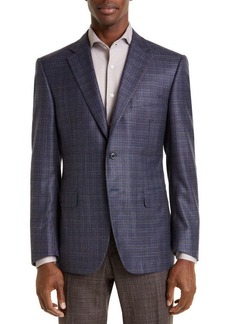Canali Siena Plaid Silk & Cashmere Sport Coat in Blue at Nordstrom