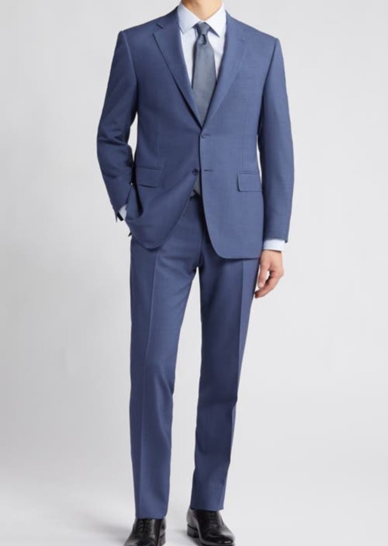 Canali Siena Regular Fit Solid Blue Wool Suit at Nordstrom