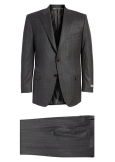 Canali Siena Shadow Stripe Wool & Cashmere Suit in Grey at Nordstrom