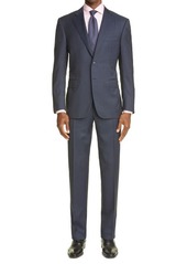 Canali Siena Soft Classic Fit Stripe Wool Suit in Dark Blue at Nordstrom