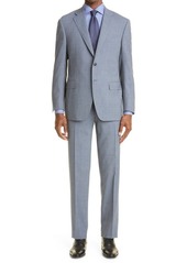 Canali Siena Soft Microcheck Regular Fit Wool Suit in Light Grey at Nordstrom