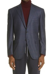 Canali Siena Soft Plaid Regular Fit Wool Sport Coat in Blue at Nordstrom