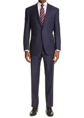 Canali Sienna Soft Jacquard Plaid Wool Suit in Navy at Nordstrom
