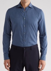 Canali Solid Cotton Button-Up Shirt