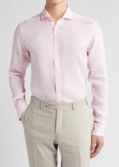 Canali Solid Linen Dress Shirt