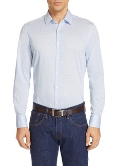 Canali Solid Regular Fit Cotton & Linen Sport Shirt