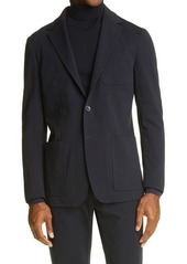 Canali Trim Fit Stretch Cotton Blend Sport Coat in Navy at Nordstrom