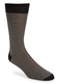 Canali Zigzag Cotton Dress Socks in Black at Nordstrom