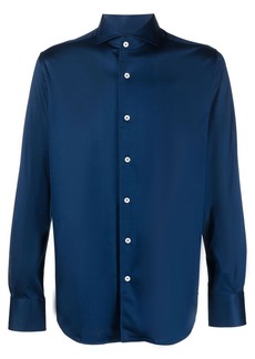 Canali cutaway-collar cotton-jersey shirt
