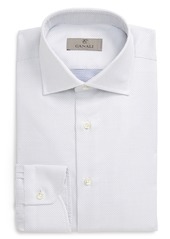 Canali Regular Fit Dot Dress Shirt in White at Nordstrom
