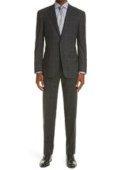 Canali Sienna Soft Classic Fit Plaid Wool Suit in Grey/Black at Nordstrom