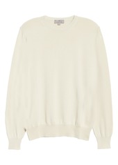 Canali Classic Fit Solid Cotton Crewneck Sweater in Beige at Nordstrom