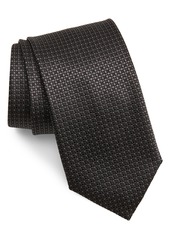 Canali Neat Silk Tie in Black at Nordstrom