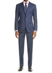 Canali Siena Soft Classic Fit Plaid Wool Suit in Navy at Nordstrom