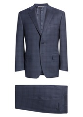 Canali Sienna Soft Classic Fit Plaid Wool Suit in Blue at Nordstrom