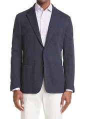Canali Trim Fit Plaid Jersey Sport Coat in Brown at Nordstrom