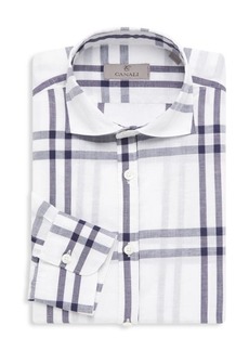 Canali Plaid Linen Dress Shirt