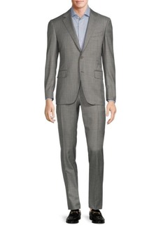 Canali Regular Fit Cross Hatch Wool Suit