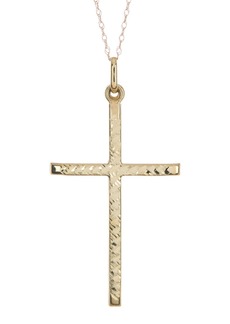 CANDELA JEWELRY 10K Yellow Gold Hammered Cross Pendant Necklace at Nordstrom Rack
