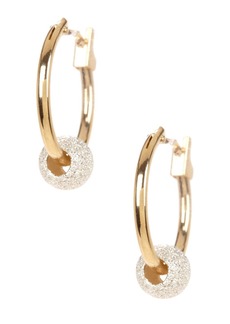 CANDELA JEWELRY 14K Yellow Gold & Sterling Silver Beaded 13mm Hoop Earrings in Yellow-Silver at Nordstrom Rack