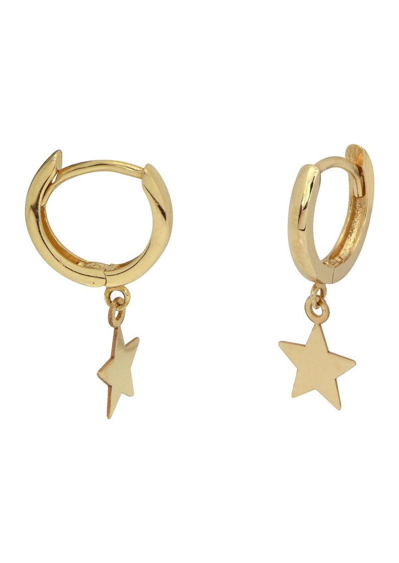 CANDELA JEWELRY 14K Yellow Gold 10mm Huggie Hoop Star Earrings at Nordstrom Rack