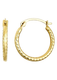CANDELA JEWELRY 10K 15mm Corrugated Hoop Earrings in Gold at Nordstrom Rack