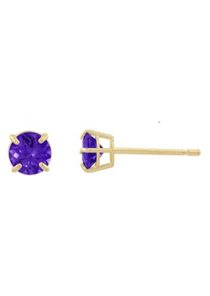 CANDELA JEWELRY 10K Gold Round Amethyst Stud Earrings in Purple at Nordstrom Rack