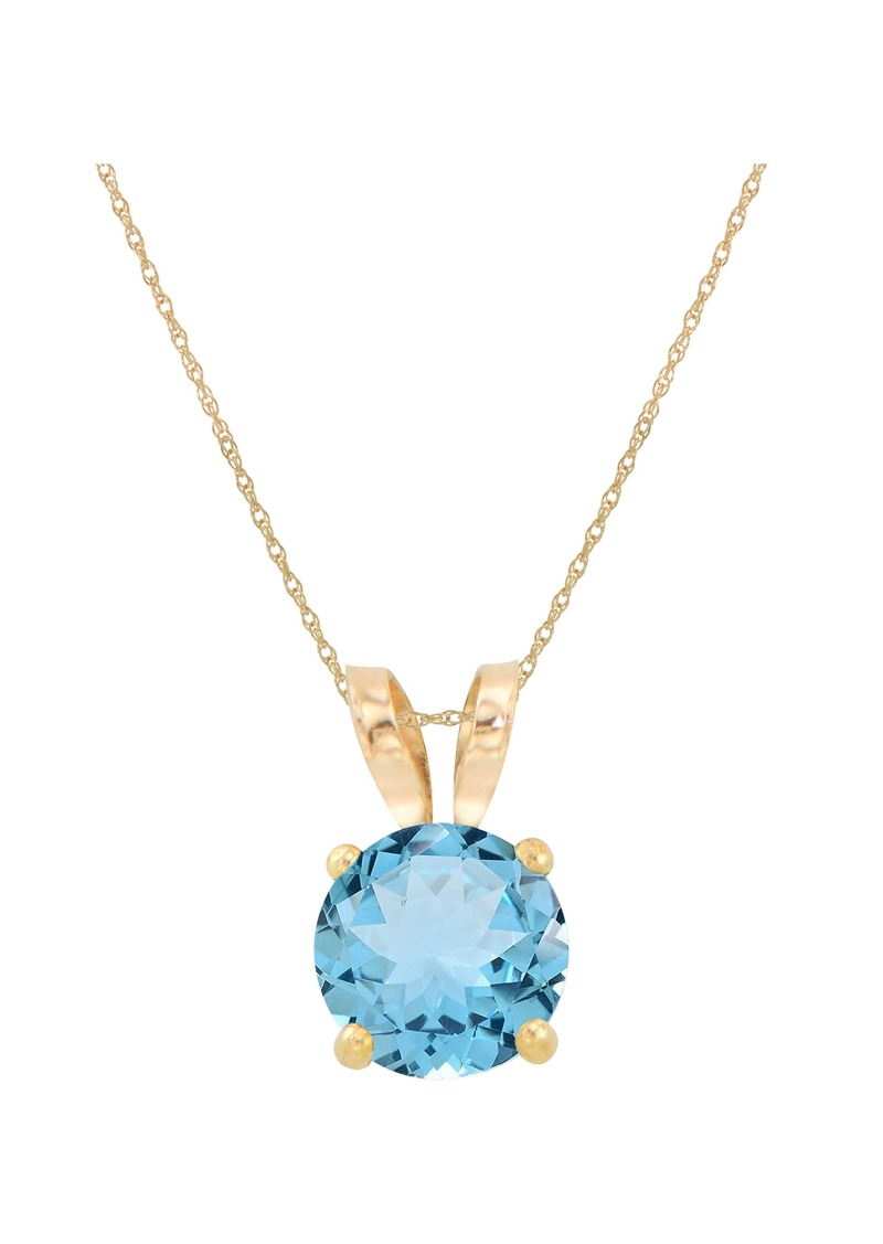 CANDELA JEWELRY 10K Yellow Gold Created Aquamarine Pendant Necklace in Blue at Nordstrom Rack