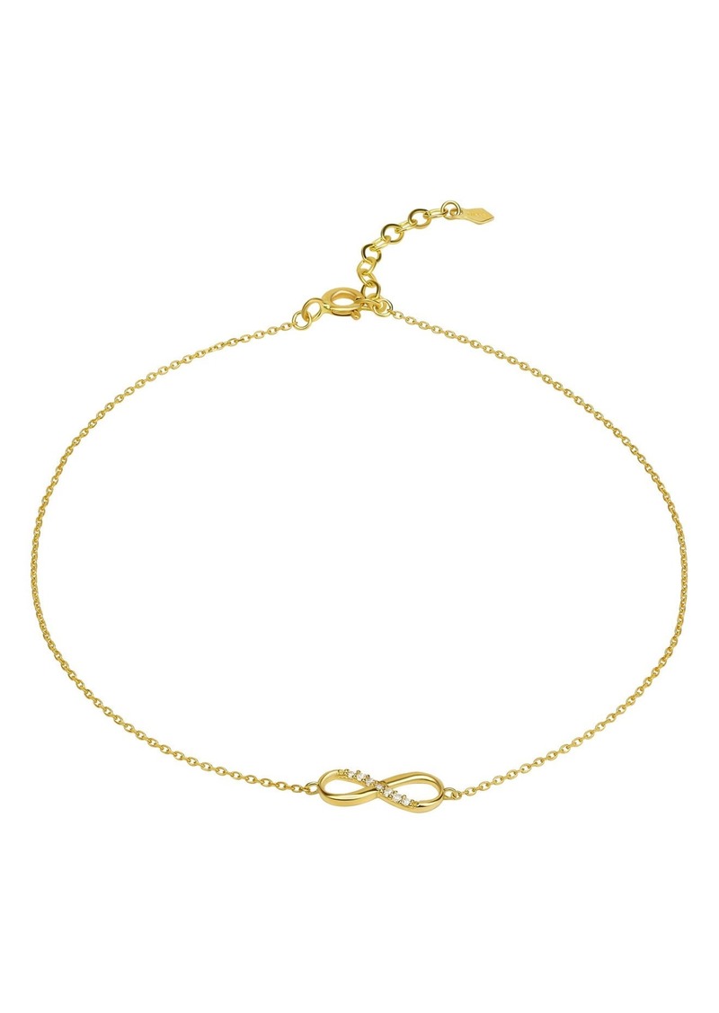 CANDELA JEWELRY 10K Yellow Gold CZ Infinity Charm Anklet in Clear/Yellow Gold at Nordstrom Rack